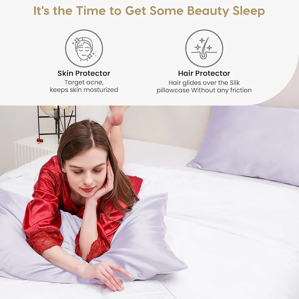 Cloth Fusion Satin Pillow Cover Set of 2 for Hair and Skin Care, Perfect Pillow case with 3 Satin Soft Scrunchies for Women 