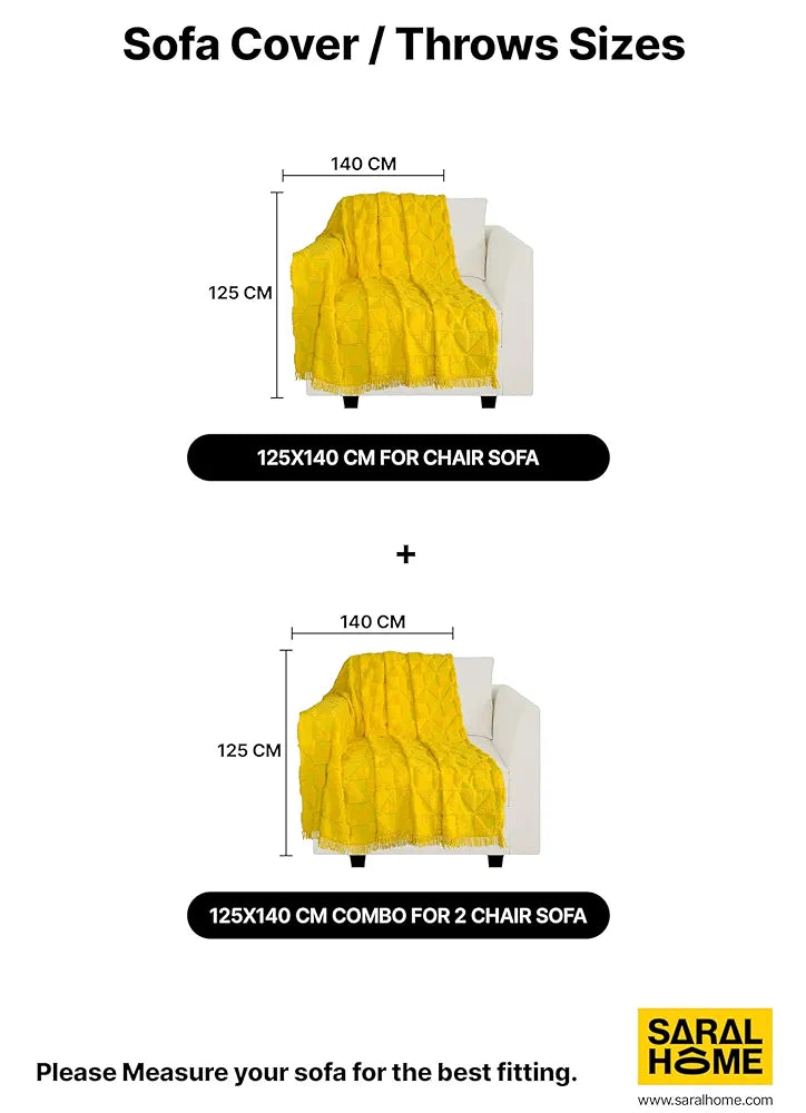 SARAL Home Soft Cotton Tufted 1 Seater Sofa Cover Throw Set of 2 
