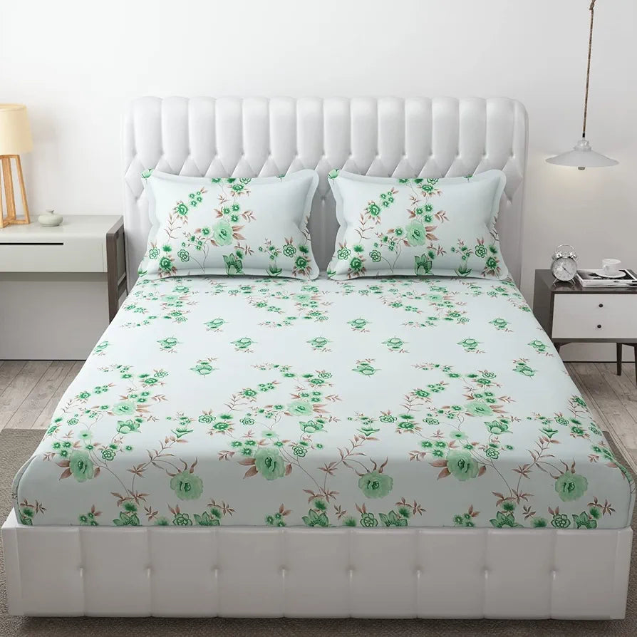FRESH FROM LOOM Microfiber Rotary Printed Bed Sheet Set - King Size, Hypoallergenic, Wrinkle Free with 2 Pillow Covers 