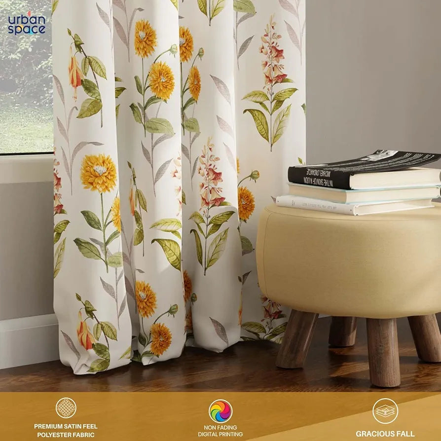 Urban Space Blackout Opaque Curtains 7 Ft Set Of 2 For Door,Digital Printed Curtains With Eyelets,80-85% Room Darkening Curtains For Living Room,Tieback Included