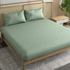Trance Home Linen 100% Egyptian Cotton 300TC Long Staple Queen Size Jacquard Weave Fitted Bedsheet with 2 Pillow Covers Colour Olive