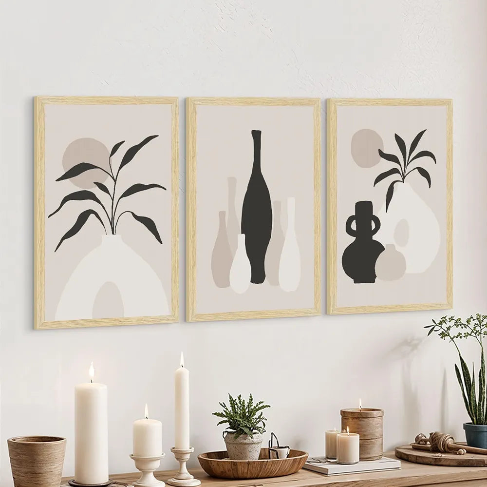 ArtX Paper Flowers Boho Wall Painting For Living Room Decoration Big Size, Framed Painting for Wall Decoration, Wall Decor For Bedroom, Multicolor, 37.5 x 18.5 inches, Set Of 4