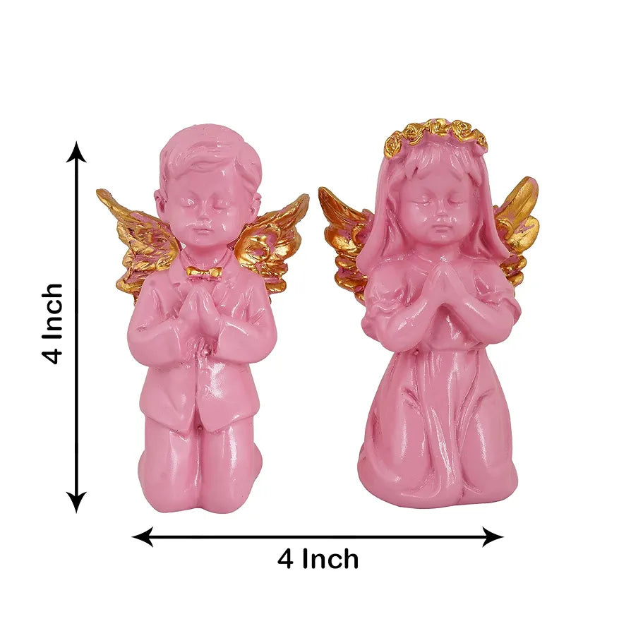 ZART Angel Girl & Wings Boy Sttaue for Home Décor Showpiece | Fairy Girl Statue for Home Décor Items 