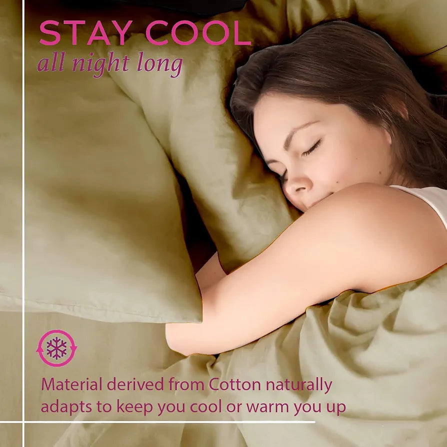 Trance Home Linen Premium 300 TC Pure 100% Cotton Printed King Fitted Bedsheet,Incredible Smooth Finish,King Bed Elasticated Fitted Bedspread With 2 Pillow Covers,Beige,