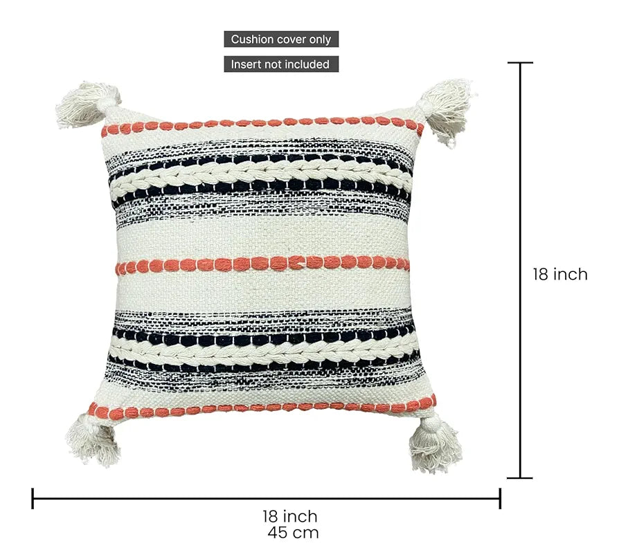 SAJAVAT HOME Pure Cotton 3 Seater Sofa Throw with Cushion Cover | 80x52 Inches/204x132 Cm | Beige Multi Throw with 2 Multi Cushion Cover 16''x16'' for Sofa, Bed, Chair & Travelr | Pack of 1