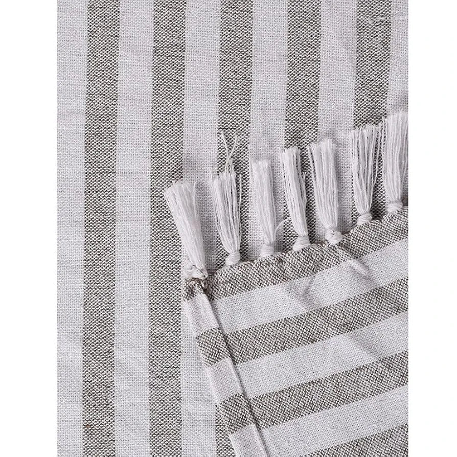 SASHAA WORLD Striped Throw Bedcover| Super Soft & Breathable | Bedcover for Living Room & Bedroom | Grey & White Throw Bedcover | 170 x 200 Cm