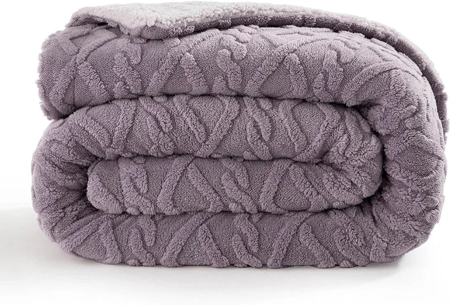 Flannel with Sherpa Luxurious Super Soft Fluffy Cozy Fuzzy Warm Reversible Single Bed Blanket for Winter 500GSM Blanket/Quilt Rajaai - Color- Levender, 220 x 150 Cm, Weight- 2kg