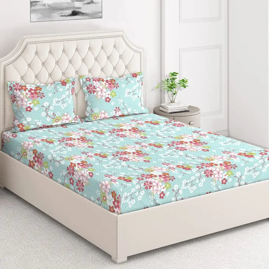 Layers Marigold 100% Cotton Bedsheet Set for All Seasons - Lightweight, Moisture Absorbent, Machine Washable & Easy to Care - Gift for Housewarming & More - 144 TC - King Size 