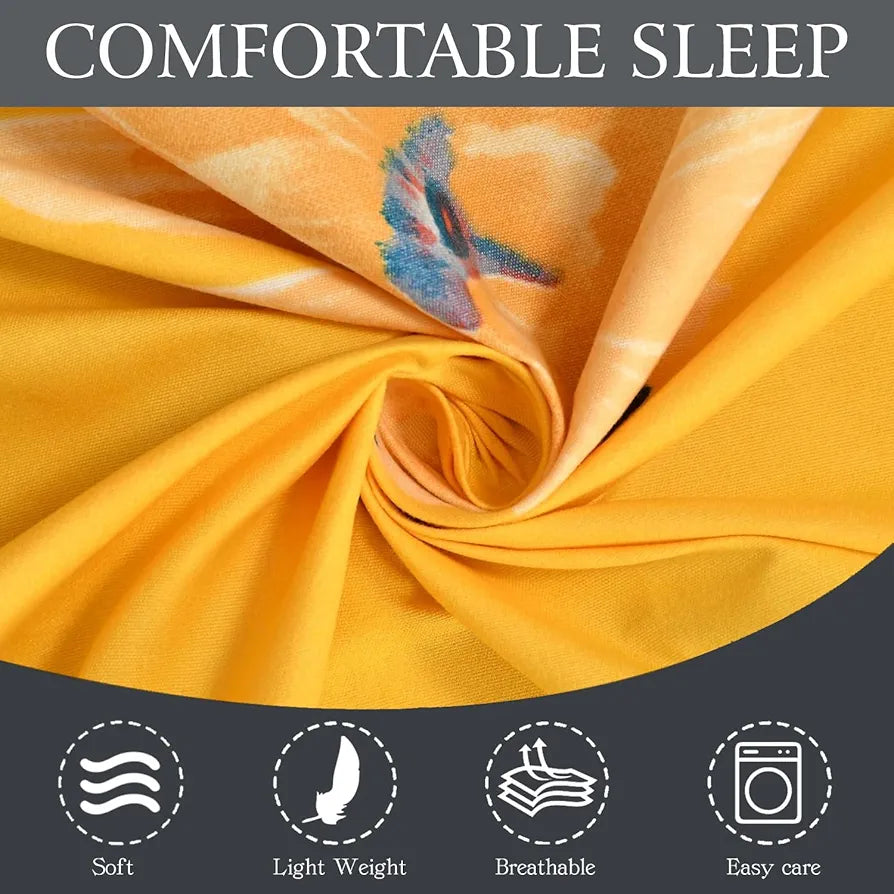 FRESH FROM LOOM Single Bed Floral Design Microfiber Single Bedsheet | Hypo-Allergenic Bedsheets/Bedcover | Wrinkle Free | Includes 1 Pillow Covers , 144 TC