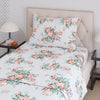 Layers Zen Cotton Blend Single Bedsheet Set 1 Single Cotton Bedsheet & 1 Pillow Cover 225 CVC Orange Floral