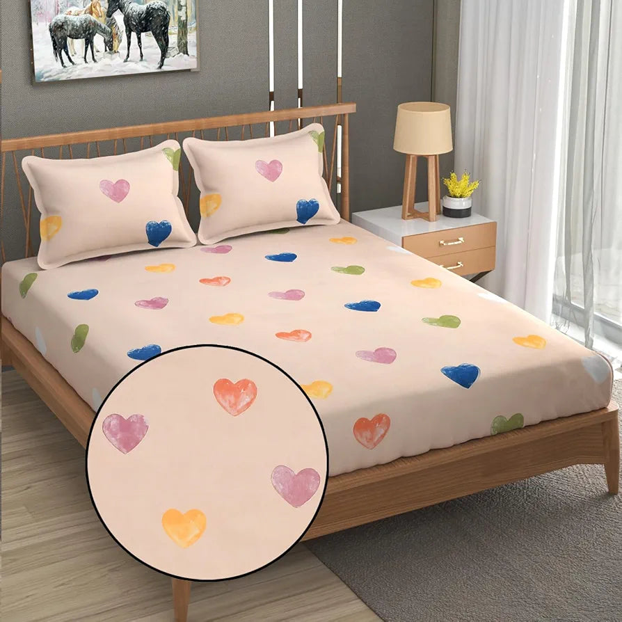FRESH FROM LOOM Floral Print 240 TC King Size Bedsheet Set - Microfiber, Anti Fade, Includes 2 Pillow Covers 