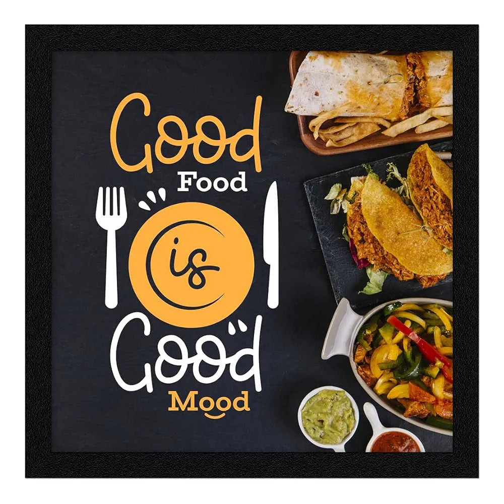 ArtX Kitchen Food Quotes Motivational Funny Wall Art Frames, Framed Posters, 20 X 20 inches, 10.0 X 10.0 inches Each, Multicolor, Synthetic Wood, Set of 4 