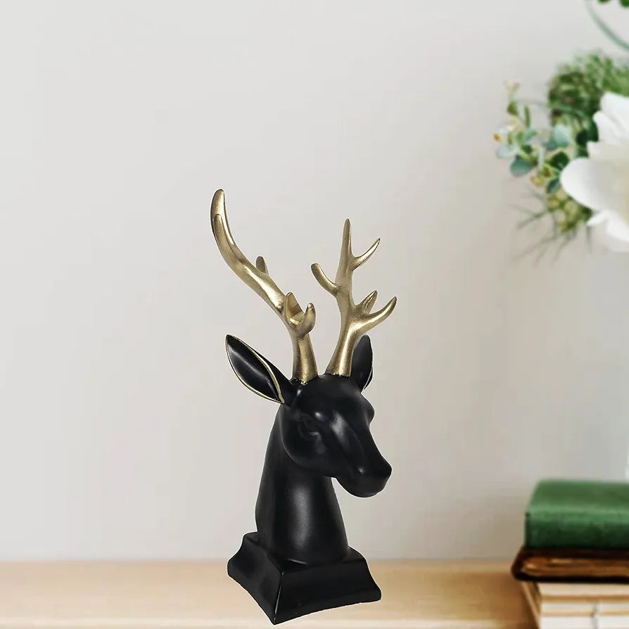 JAIPUR ACE Swamp Deer Statue Sculptures Bara Singha Showpieces Creative Abstract Design Art Figurine for Home Living Room Decorative Display  Resin, Silver and Golden