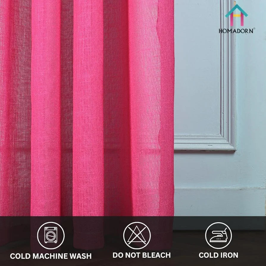 HOMADORN Ombre Printed Linen Textured Sheer Curtains for Living Room, Bedroom, Dining Room, Kitchen, Bathroom 