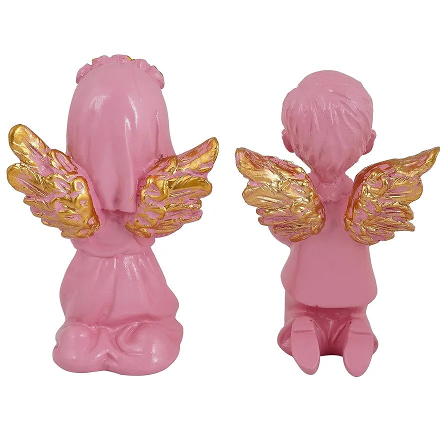 ZART Angel Girl & Wings Boy Sttaue for Home Décor Showpiece | Fairy Girl Statue for Home Décor Items 