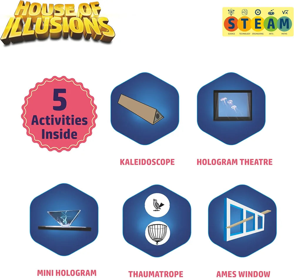 FLO Toys House of Illusions STEM Kit for Kids Age 6+ 5 Optical Illusio ...