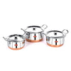 Sumeet Stainless Steel Handi Set With Lid| 1.1, 1.6 2.1 Liters| 3 Piece (Multicolour)