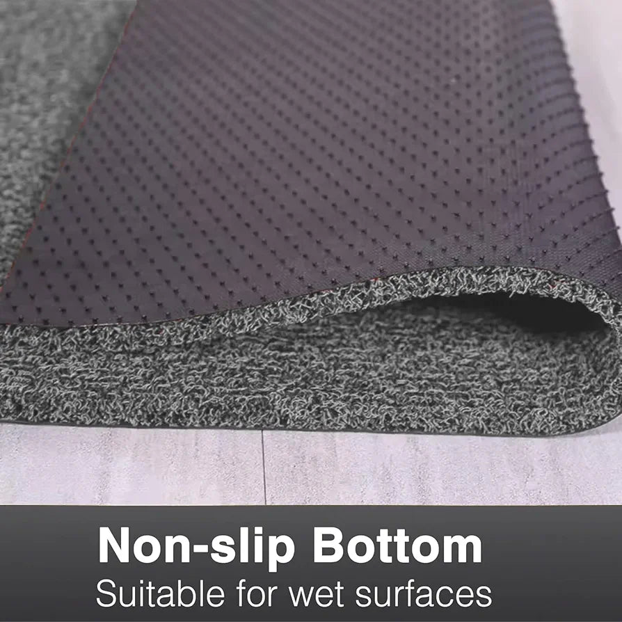 ishro home Cushion Noodle Mat for home Entrance, Heavy Indoor Outdoor Anti Slip PVC Floor Mat for Bedroom, Kitchen, Absorbent Solid Mats|Feet 2x3, Grey, Rectangle