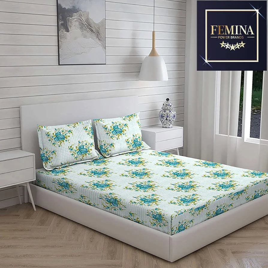 Layers California Bedsheet Set for All Seasons - Lightweight, Moisture Absorbent, Machine Washable & Easy to Care - 225 CVC - King Size 