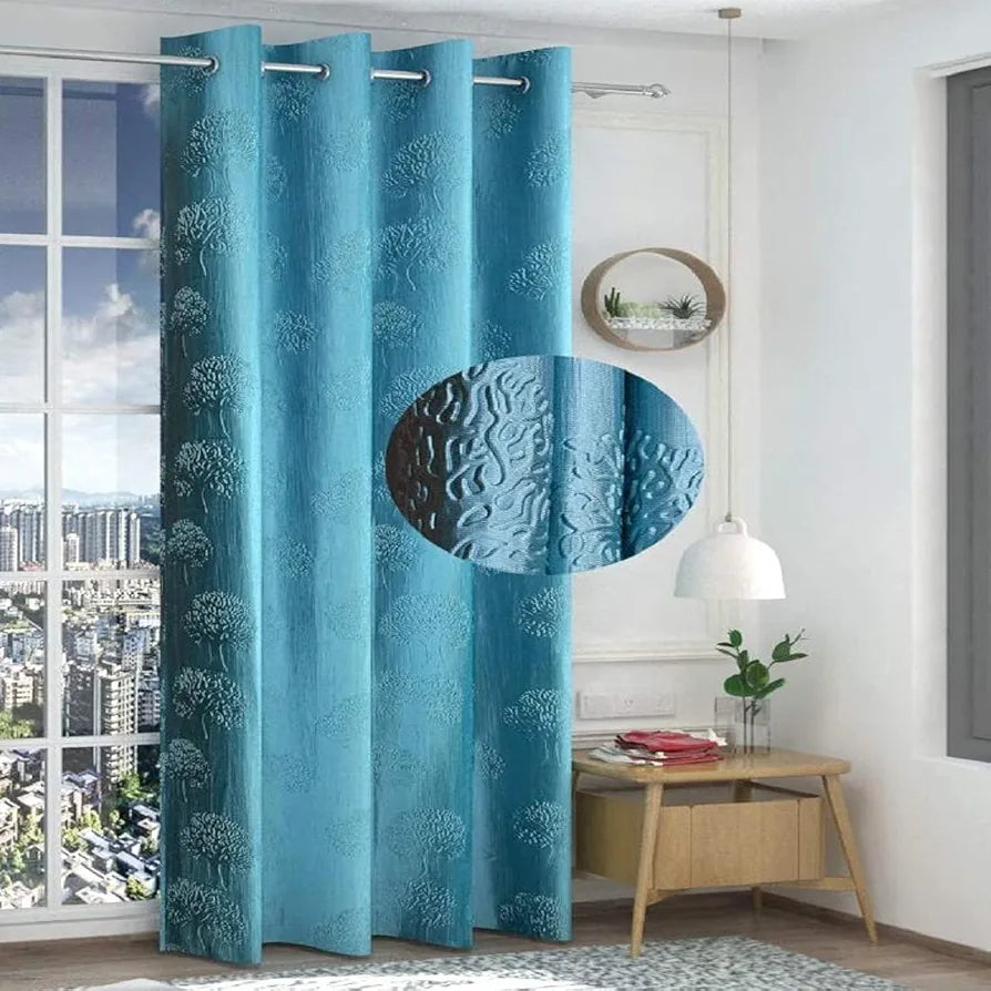 FRESH FROM LOOM Semi Sheer Curtains For Door 7 Feet Long|Door Window Curtain|Premium Polyester Punch Parda|Latest Modern Parde For Living Room Bedroom|Home Screens|Eyelet Ring 