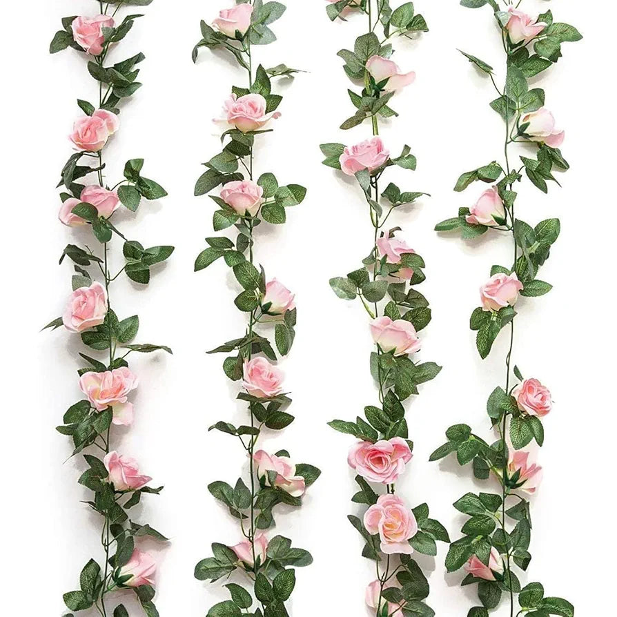 TIED RIBBONS Pack of 2 Artificial Flower Vine Garland Creeper 69 Small Rose  Garland for Decoration Wall Door Hanging Home Decor Balcony, Diwali Decoration Items for Home, Diwali Gifts 