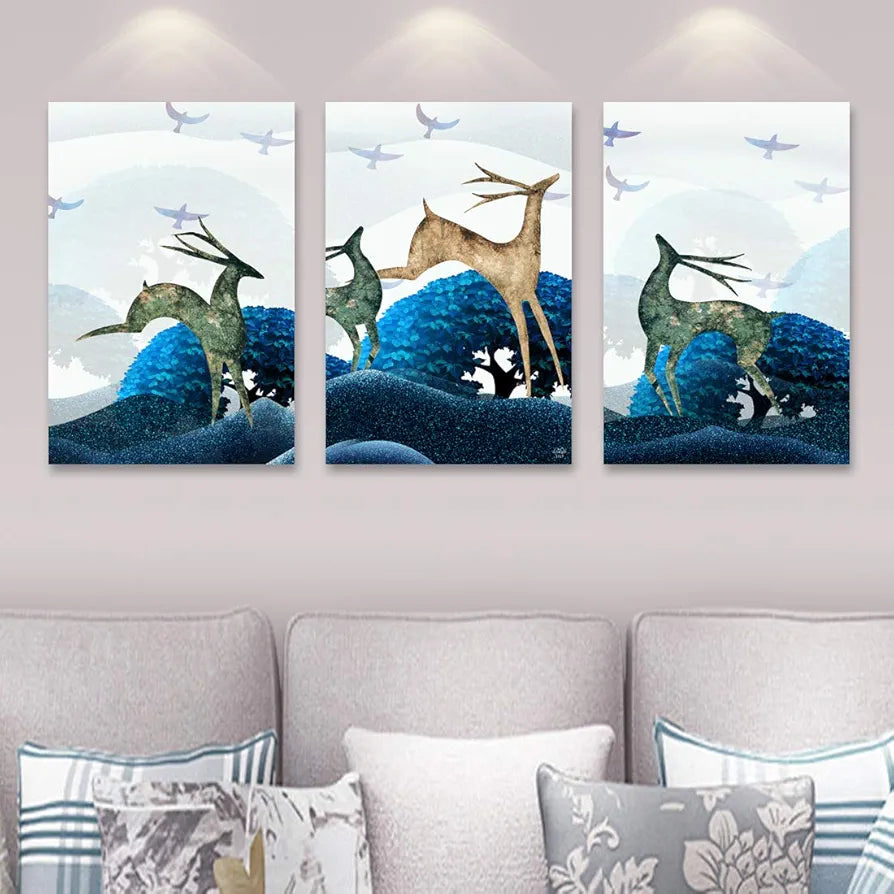 Rangoli MDF 3 Pcs Wall Poster 12x18 Inch Decorative Wall Art for Home, Office, Living Room. P-4, Design-24