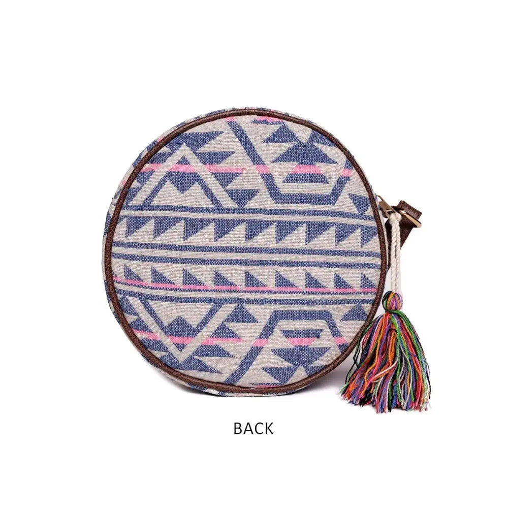 ASTRID Round Sling Bag With Pompoms For Girls And Women