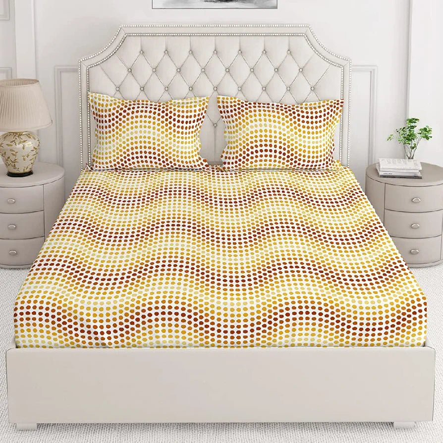 Layers Firenze 100% Cotton Bedsheet Set for All Seasons - Lightweight, Moisture Absorbent, Machine Washable & Easy to Care - Gift for Housewarming & More - 140 TC - Queen Size 