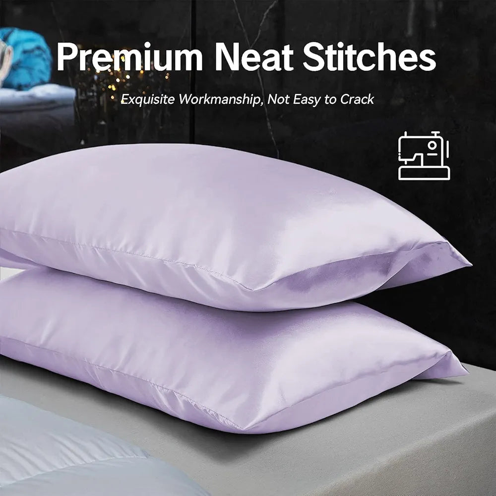 Cloth Fusion Satin Pillow Cover Set of 2 for Hair and Skin Care, Perfect Pillow case with 3 Satin Soft Scrunchies for Women 