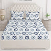 Layers Firenze Cotton Bedsheet Set for All Seasons Lightweight 140 TC Queen Size White & Blue