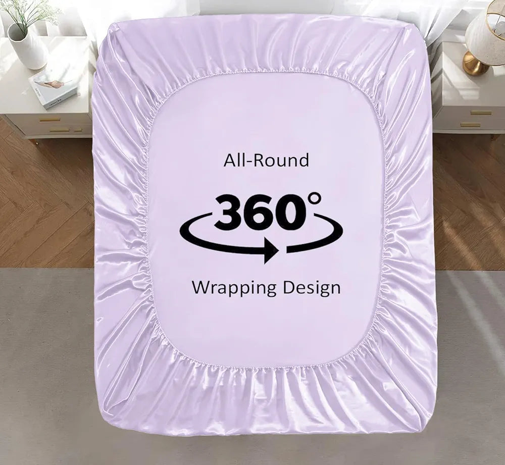 Cloth Fusion Satin Elastic Fitted Bedsheet for Double Bed King Size, Luxury Elastic Bedsheets for King Size Bed with 2 Pillow Covers | H603 | 280 TC