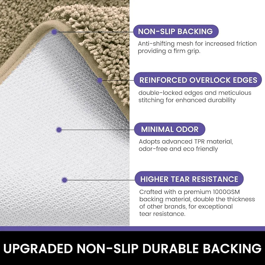 LUXE HOME INTERNATIONAL Microfibre Rectangular Bath Mat Super Soft Anti Skid Newman Mats For Bathroom 