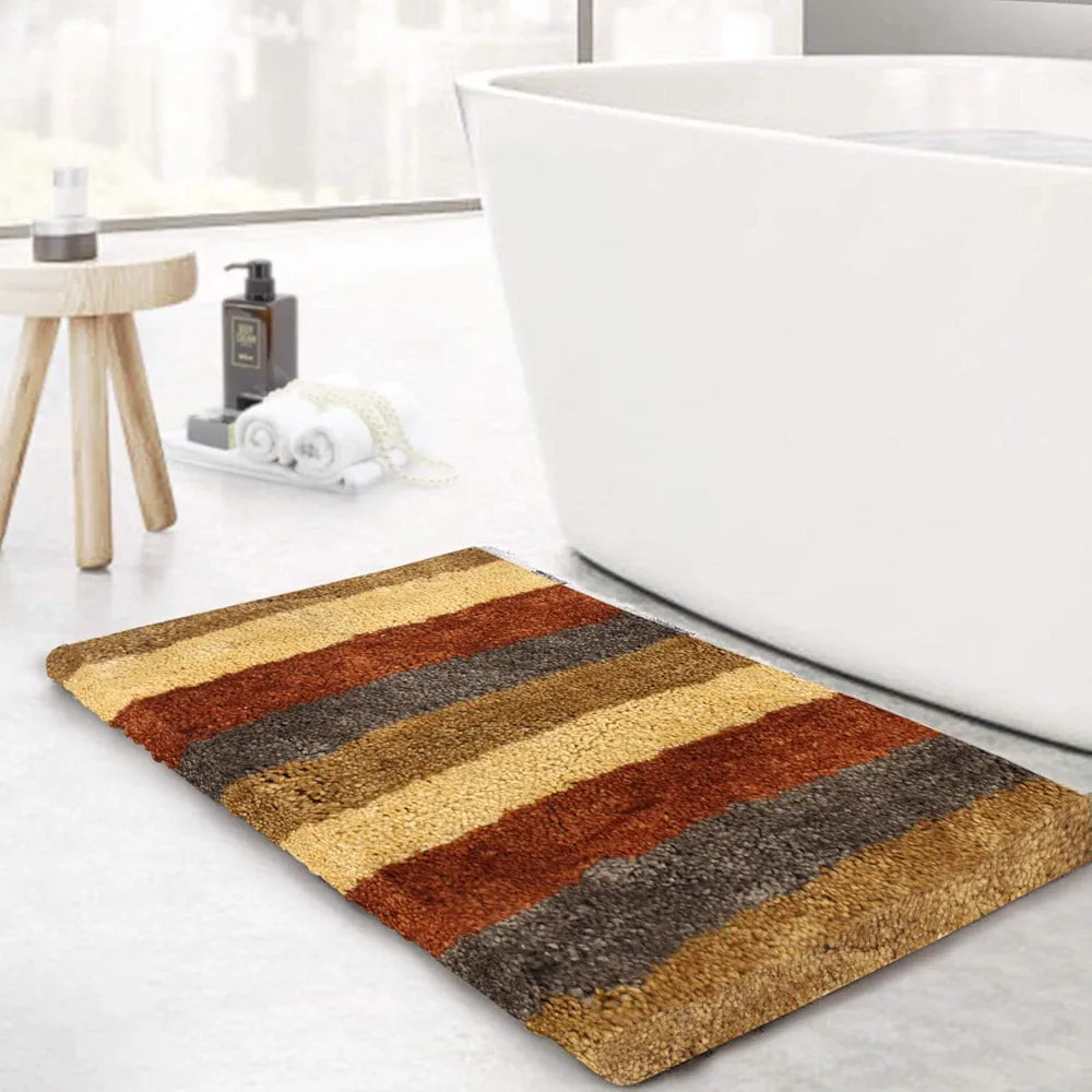 Luxe Home Jericho Doormat 2500 GSM Super Soft Microfiber, Anti-Skid Bathroom Mat & Kitchen Mats for Floor, Water-Absorbent, Quick Dry, Washable Door Mats for Home - Cinnamon, 40x60 cm, Pack of 2