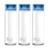 Cello H2O Glass Fridge Water Bottle with Plastic Cap | 920 ml | Set of 3 | Blue