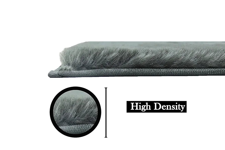 LUXE HOME INTERNATIONAL Rabbit Fur Rectangular Mat Soft Anti Slip Skid Ruffle Mats for Bathroom Door 60X90 Cm  Pc 1,Grey