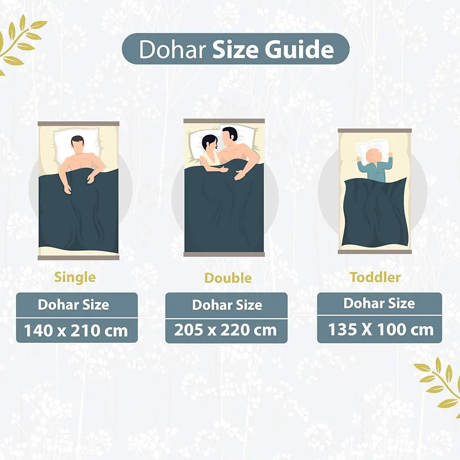 Divine Casa 120 GSM Microfiber Single Kids Dohar  | Soft & Lightweight Throw Blanket | Cozy & Breathable | All-Season Comfort | 140 x 100 CM | Floral Branches Pattern | Teal & White