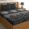 Dreamscape Cotton King Bedsheet with 2 Pillow Covers 140 TC Cotton Ethnic Dark Grey Bedsheet for King Bed Iron Color