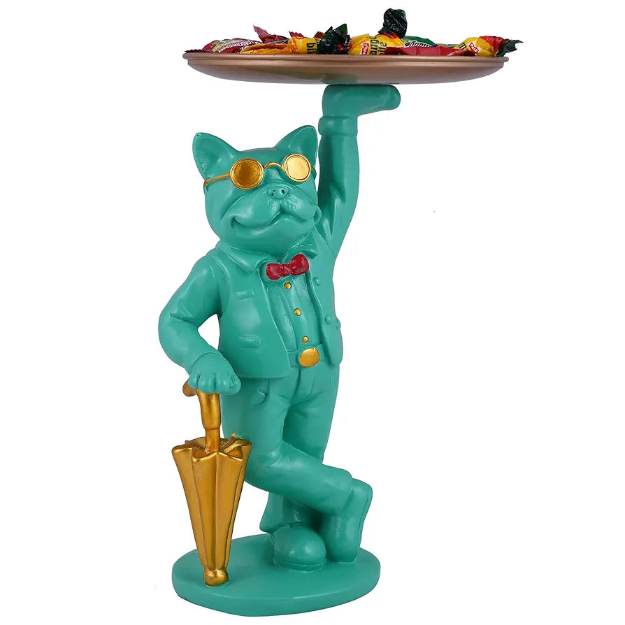 ZART Bulldog Standing Tray Showpiece Home Decor Showpiece, Living Room Decor Showpiece,Kitchen, Office, Gifts Item, Table Decoration .