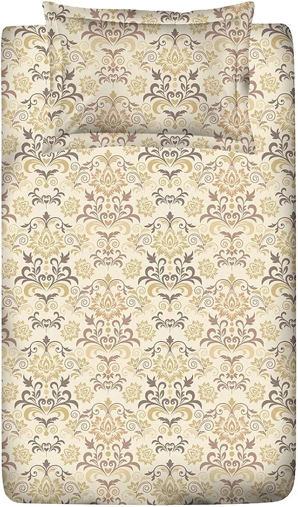 Layers 100% Cotton Bedsheet for Single Bed with 1 Pillow Cover  Light Weight, Breathable, Moisture Absorbent, All Season Comfort, Classic Collection