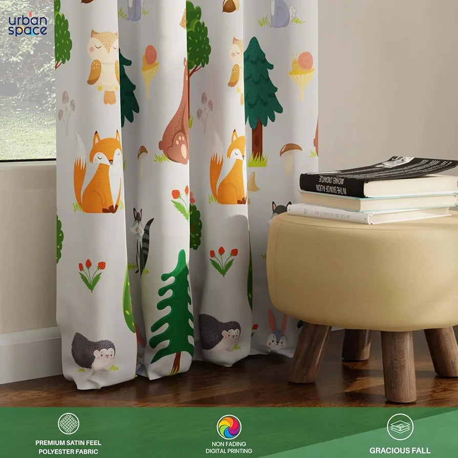 Urban Space Digital Printed Blackout Curtains for Door Bedroom, 80-85% Room Darkening Blackout Kids Decorative Curtains, 1 Piece Curtain with Eyelets and Tieback 