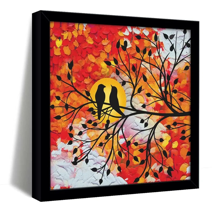 ArtX Bird Abstract Big Canvas Painting For Bedroom With Frame, Multicolour, Square, 24.0 x 24.0 inch, 2x2 Feet, Set Of 1
