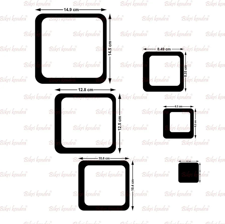 Bikri Kendra Glass Art Bk116, Sun Purple With Square Purple 4 Set - 3D Acrylic Mirror Stickers For Wall-Self-Adhesive