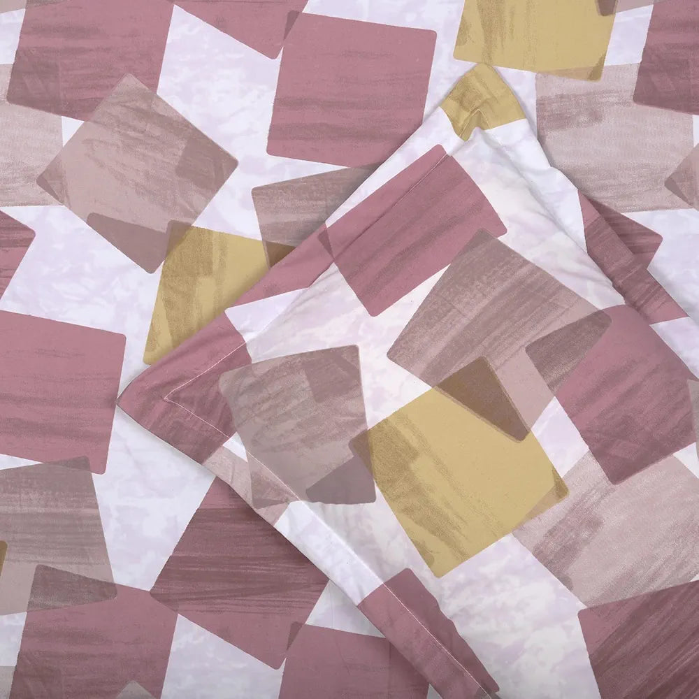 Cloth Fusion Glace Cotton Elastic 186tc Abstract Fitted Bedsheet for Double Bed King Size with 2 Pillow Covers, Soft Wrinkle Free Elastic Bedsheets for King Size Bed 
