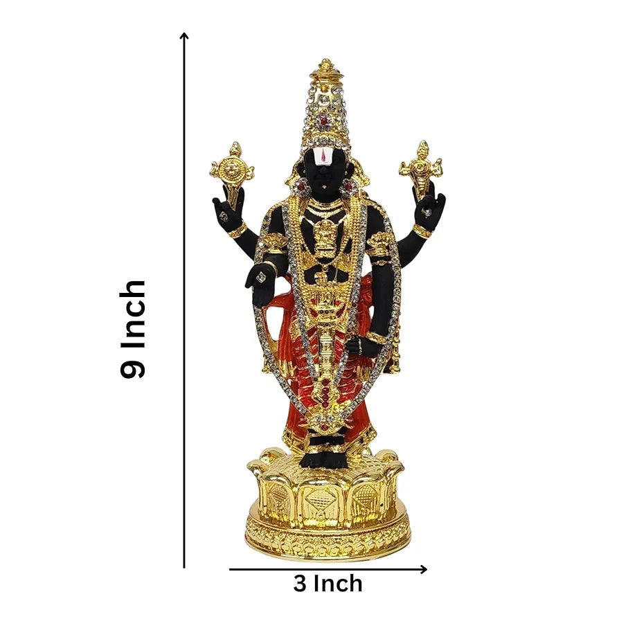 Gold Art India Tirupati Balaji Idol for Mandir | Pooja Room Lord Vishnu Shree Venkateswara Swamy Statue God Balaji for Gift Living Room | Lord Vishnu Shree Venkateswara Swamy Statue for Home Decor
