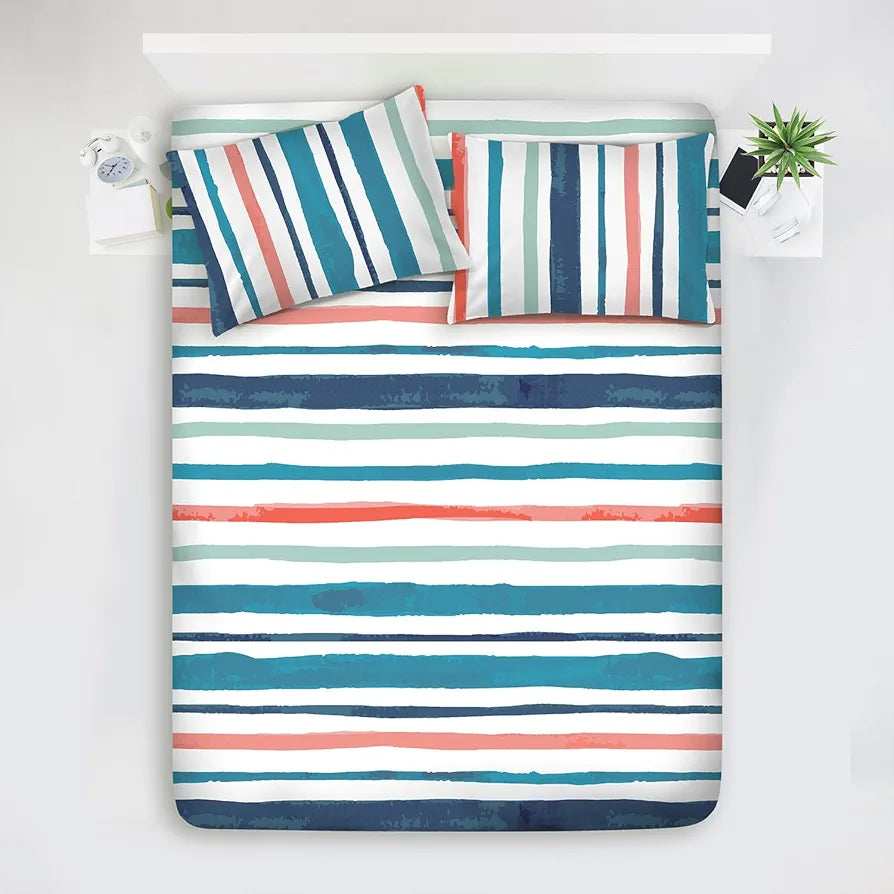 Layers Argos Bedsheet Set for All Seasons - Lightweight, Moisture Absorbent, Machine Washable & Easy to Care - Gift for Housewarming & More - 225 CVC - King Size 