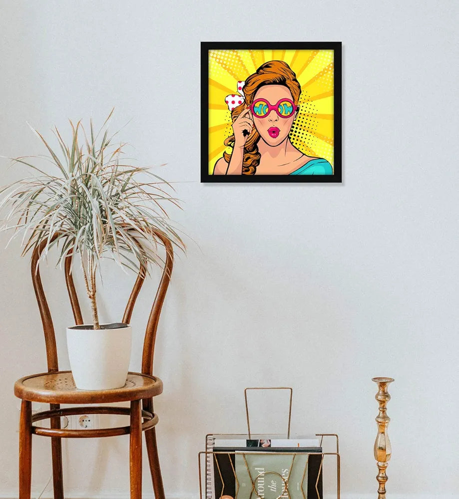 ArtX Paper Beautiful Women Pop Art Wall Art Painting, Multicolor, Abstract, 13X13 in, Set of 1