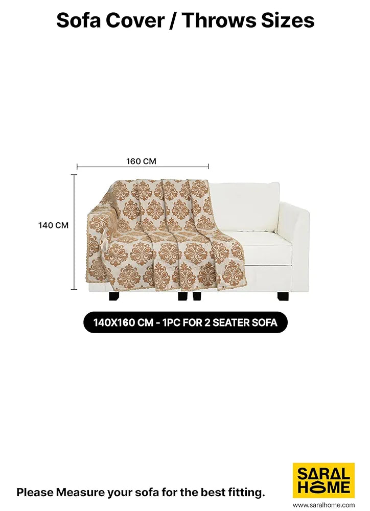 Saral Home Chenille 2 Seater Sofa Cover Throw 