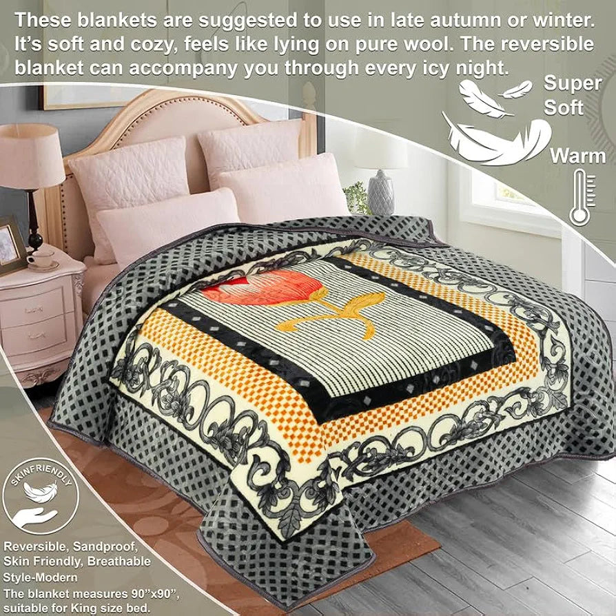 HOMEKART Super Soft Cloudy Printed Double Bed Blanket for Heavy Winter, Single Ply Mink Blanket King Size with 220 x 230 Cm -2.5 Kg | TC - 400