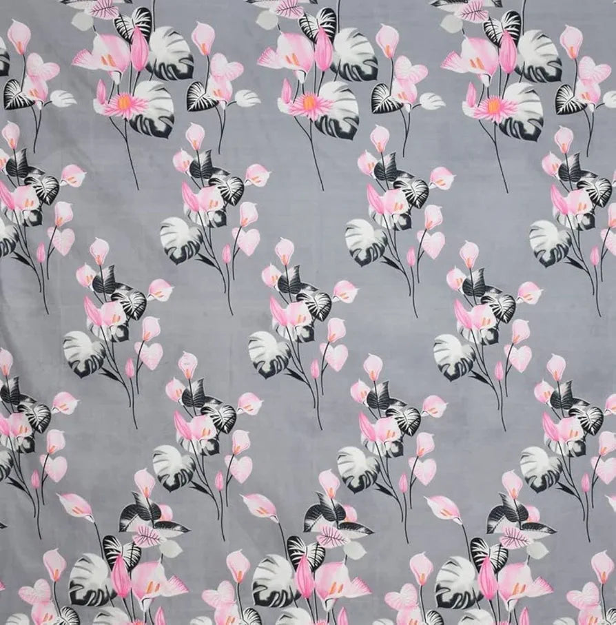 Homefab India 144 TC Microfiber Single BedSheet with 1 Pillow Cover - Floral, Grey