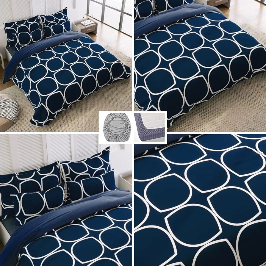 THE HOME STYLE Supersoft Cotton Feel Glace Cotton King Size Printed Flat Double Bedsheet wih 2 Pillow Cover II 400 TC, 90